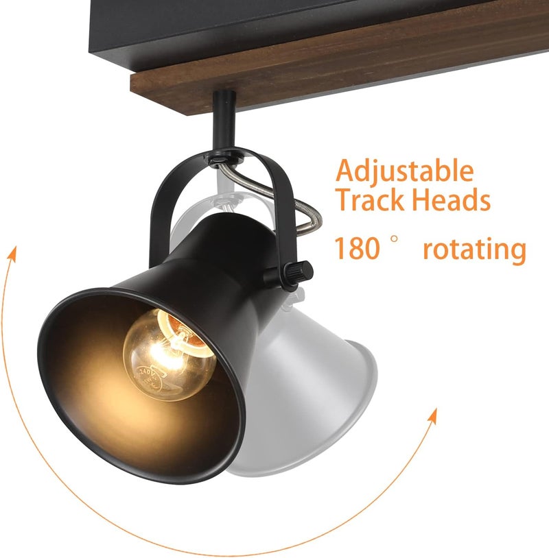 SEEBLEN 2-Light Track Light Fixtures, Adjustable Ceiling/Wall Mount, Industrial Black Kitchen Track Lighting for Living Room, Dining Room, Hallway, Bathroom - Image 2
